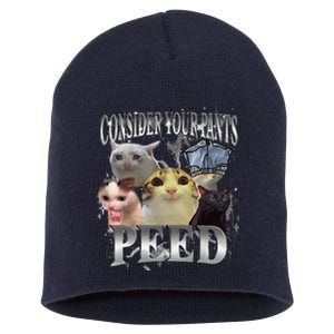 Consider Your Pants Peed Silly Cat Meme Graphic Joke Short Acrylic Beanie