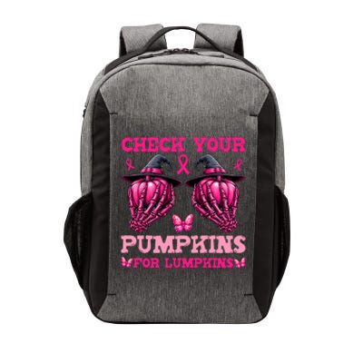 Check Your Pumpkins Breast Cancer For Lumpkins Skeleton Hand Vector Backpack