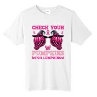 Check Your Pumpkins Breast Cancer For Lumpkins Skeleton Hand Tall Fusion ChromaSoft Performance T-Shirt