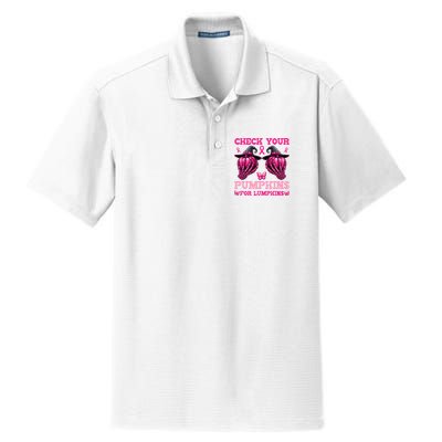 Check Your Pumpkins Breast Cancer For Lumpkins Skeleton Hand Dry Zone Grid Polo