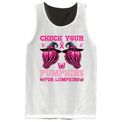 Check Your Pumpkins Breast Cancer For Lumpkins Skeleton Hand Mesh Reversible Basketball Jersey Tank