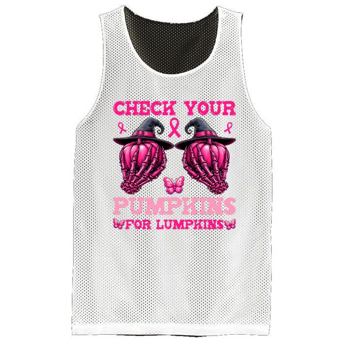 Check Your Pumpkins Breast Cancer For Lumpkins Skeleton Hand Mesh Reversible Basketball Jersey Tank