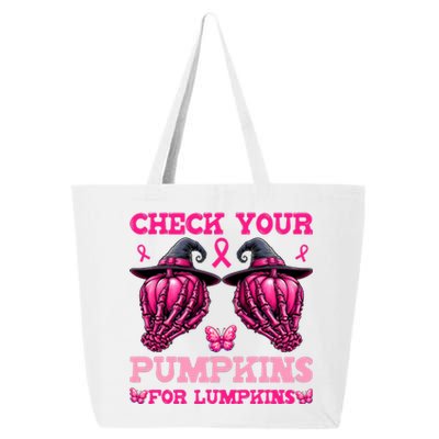 Check Your Pumpkins Breast Cancer For Lumpkins Skeleton Hand 25L Jumbo Tote