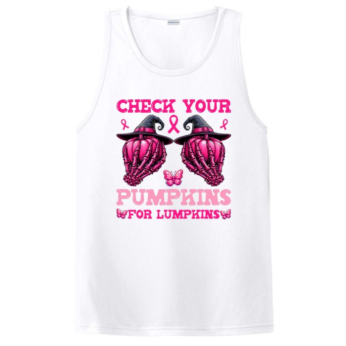 Check Your Pumpkins Breast Cancer For Lumpkins Skeleton Hand PosiCharge Competitor Tank