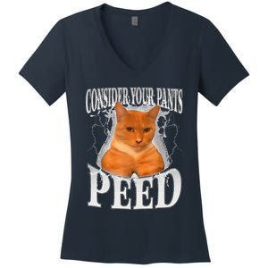 Consider Your Pants Peed Silly Cat Meme Women's V-Neck T-Shirt