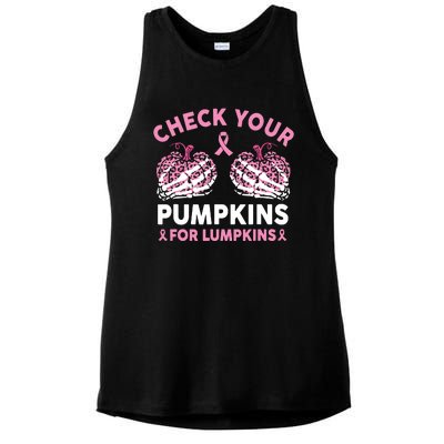 Check Your Pumpkins Breast Cancer Awareness Halloween Women Ladies PosiCharge Tri-Blend Wicking Tank