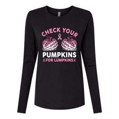 Check Your Pumpkins Breast Cancer Awareness Halloween Women Womens Cotton Relaxed Long Sleeve T-Shirt