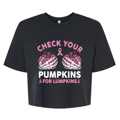 Check Your Pumpkins Breast Cancer Awareness Halloween Women Bella+Canvas Jersey Crop Tee