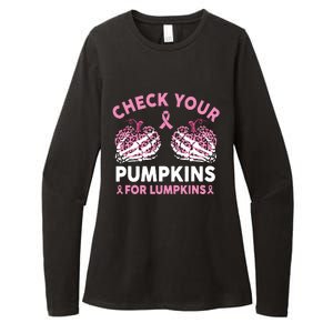 Check Your Pumpkins Breast Cancer Awareness Halloween Women Womens CVC Long Sleeve Shirt