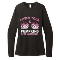 Check Your Pumpkins Breast Cancer Awareness Halloween Women Womens CVC Long Sleeve Shirt