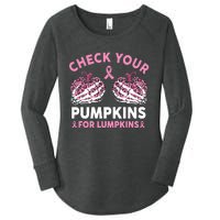 Check Your Pumpkins Breast Cancer Awareness Halloween Women Women's Perfect Tri Tunic Long Sleeve Shirt