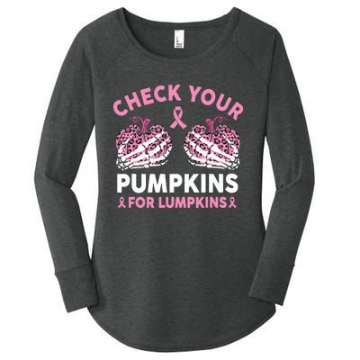 Check Your Pumpkins Breast Cancer Awareness Halloween Women Women's Perfect Tri Tunic Long Sleeve Shirt