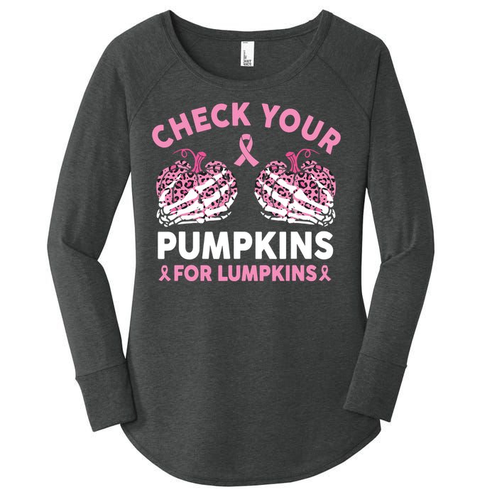 Check Your Pumpkins Breast Cancer Awareness Halloween Women Women's Perfect Tri Tunic Long Sleeve Shirt