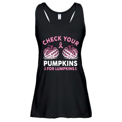 Check Your Pumpkins Breast Cancer Awareness Halloween Women Ladies Essential Flowy Tank