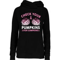 Check Your Pumpkins Breast Cancer Awareness Halloween Women Womens Funnel Neck Pullover Hood