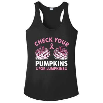 Check Your Pumpkins Breast Cancer Awareness Halloween Women Ladies PosiCharge Competitor Racerback Tank