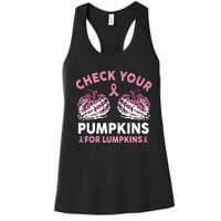 Check Your Pumpkins Breast Cancer Awareness Halloween Women Women's Racerback Tank