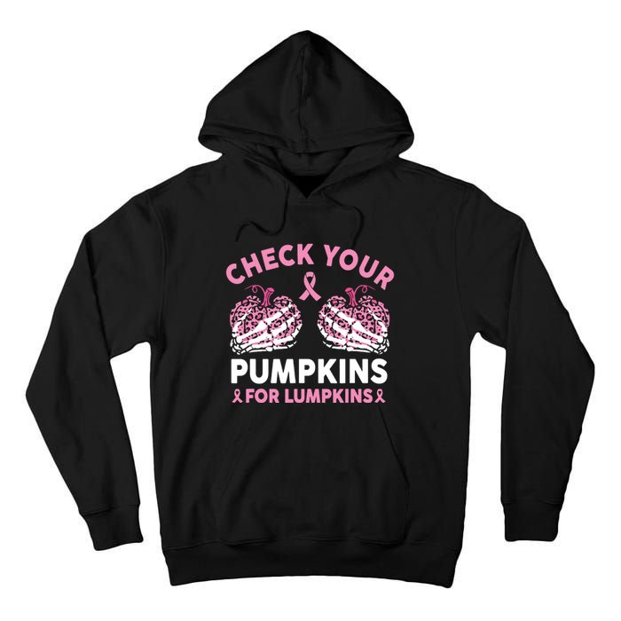 Check Your Pumpkins Breast Cancer Awareness Halloween Women Tall Hoodie