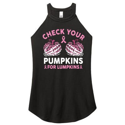 Check Your Pumpkins Breast Cancer Awareness Halloween Women Women's Perfect Tri Rocker Tank