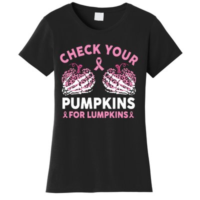 Check Your Pumpkins Breast Cancer Awareness Halloween Women Women's T-Shirt