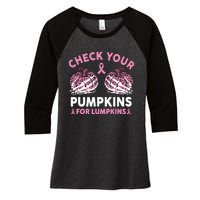 Check Your Pumpkins Breast Cancer Awareness Halloween Women Women's Tri-Blend 3/4-Sleeve Raglan Shirt