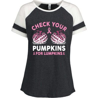 Check Your Pumpkins Breast Cancer Awareness Halloween Women Enza Ladies Jersey Colorblock Tee