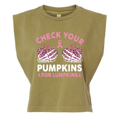 Check Your Pumpkins Breast Cancer Awareness Halloween Women Garment-Dyed Women's Muscle Tee