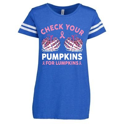 Check Your Pumpkins Breast Cancer Awareness Halloween Women Enza Ladies Jersey Football T-Shirt