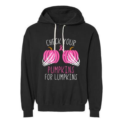 Check Your Pumpkins Breast Cancer Awareness Garment-Dyed Fleece Hoodie