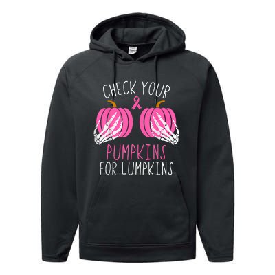 Check Your Pumpkins Breast Cancer Awareness Performance Fleece Hoodie