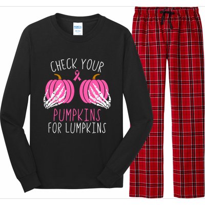 Check Your Pumpkins Breast Cancer Awareness Long Sleeve Pajama Set