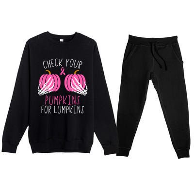 Check Your Pumpkins Breast Cancer Awareness Premium Crewneck Sweatsuit Set