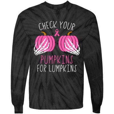 Check Your Pumpkins Breast Cancer Awareness Tie-Dye Long Sleeve Shirt