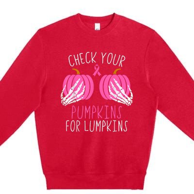 Check Your Pumpkins Breast Cancer Awareness Premium Crewneck Sweatshirt