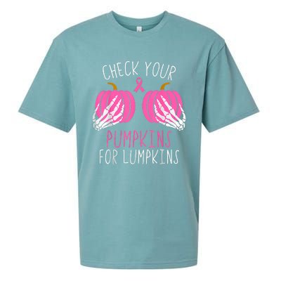 Check Your Pumpkins Breast Cancer Awareness Sueded Cloud Jersey T-Shirt