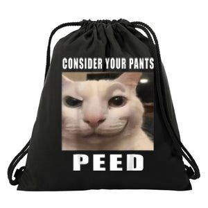 Consider Your Pants Peed Silly Cat Meme Drawstring Bag