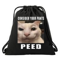 Consider Your Pants Peed Silly Cat Meme Drawstring Bag