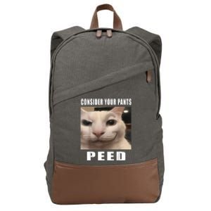 Consider Your Pants Peed Silly Cat Meme Cotton Canvas Backpack