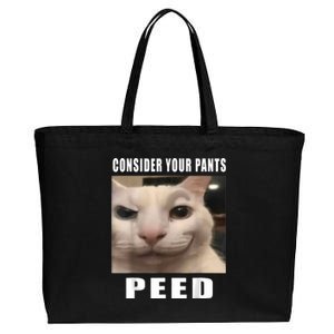 Consider Your Pants Peed Silly Cat Meme Cotton Canvas Jumbo Tote