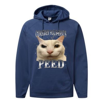 Consider Your Pants Peed Silly Cat Meme Performance Fleece Hoodie