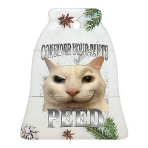 Consider Your Pants Peed Silly Cat Meme Ceramic Bell Ornament