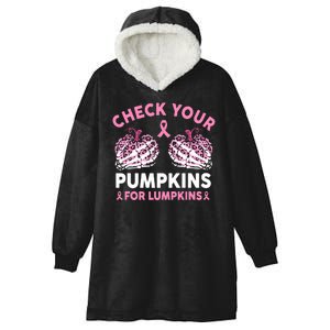 Check Your Pumpkins Breast Cancer Awareness Halloween Hooded Wearable Blanket