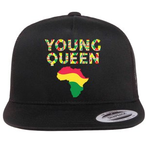 Cool Young Queen African American Black History Juneteenth Flat Bill Trucker Hat