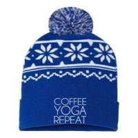 Coffee Yoga Repeat Cool Gift USA-Made Snowflake Beanie