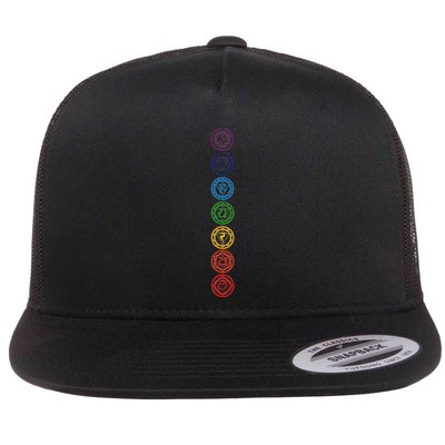 Chakras Yoga Sacred Geometry Om Namaste Kundalini Meditation Flat Bill Trucker Hat