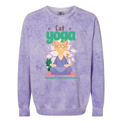 Cat Yoga Shirt Cat Lover Yoga Pose Funny Cat Funny Yoga Cute Cat Doing Yoga Colorblast Crewneck Sweatshirt