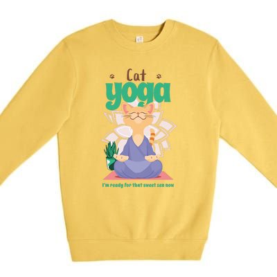 Cat Yoga Shirt Cat Lover Yoga Pose Funny Cat Funny Yoga Cute Cat Doing Yoga Premium Crewneck Sweatshirt