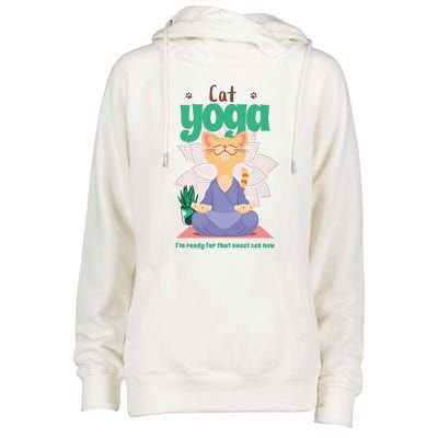 Cat Yoga Shirt Cat Lover Yoga Pose Funny Cat Funny Yoga Cute Cat Doing Yoga Womens Funnel Neck Pullover Hood