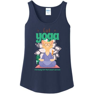 Cat Yoga Shirt Cat Lover Yoga Pose Funny Cat Funny Yoga Cute Cat Doing Yoga Ladies Essential Tank