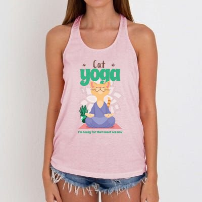 Cat Yoga Shirt Cat Lover Yoga Pose Funny Cat Funny Yoga Cute Cat Doing Yoga Women's Knotted Racerback Tank